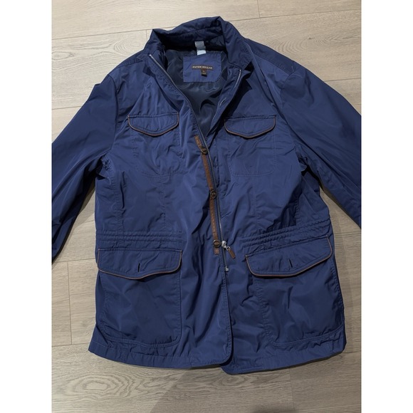 Men's peter millar rain jacket Size xl Performance Golf Navy Full Zip Collared - Picture 1 of 7